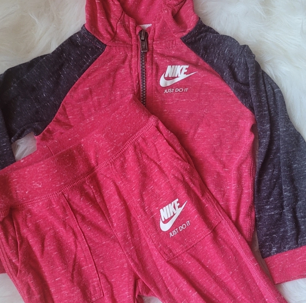 Nike Fuchsia and Charcoal Infant Sweatsuit